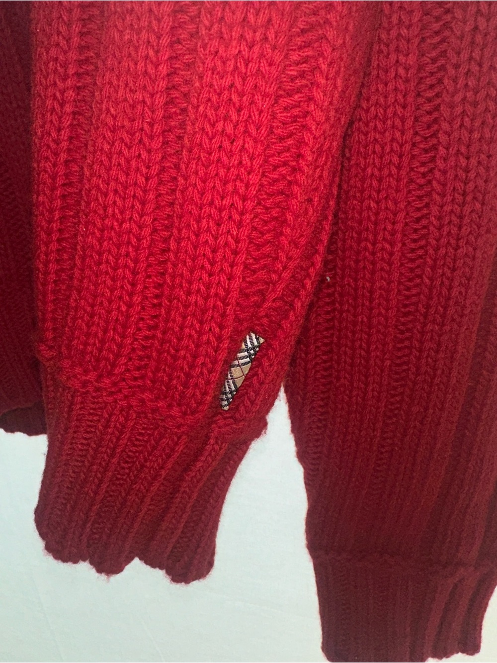 Burberry London Men's Red Turtleneck Ribbed Knit Sweater - Picture 2 of 7